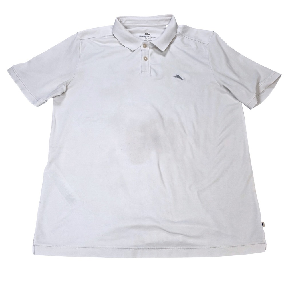 Tommy Bahama Short Sleeve Polo Shirt Marlin Men's XL White Supima Cotton Blend